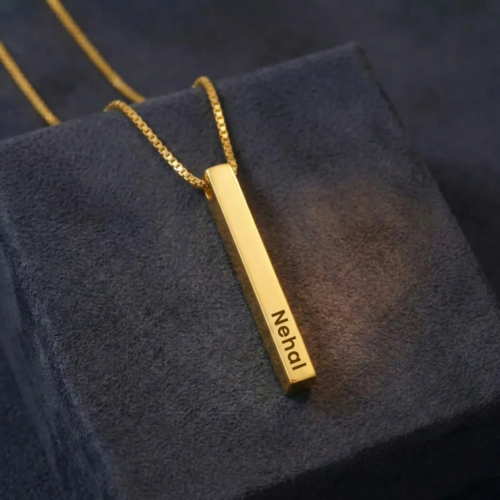 Gold Plated Personalized 3D Bar Pendant