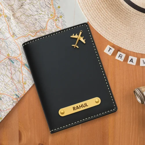 Custom Name Black Passport Cover